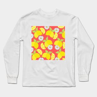 Lemon Pattern with Daisies Long Sleeve T-Shirt